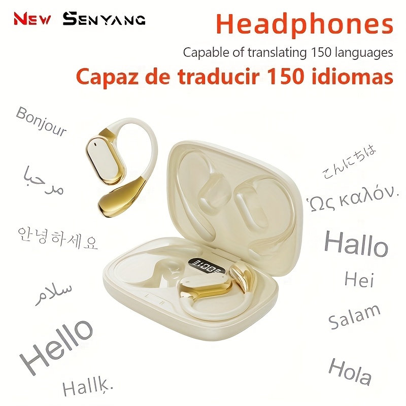 Auriculares inalámbricos Senyang AI Translation 2025, cómodos, con cancelación de ruido, control táctil, soporte para múltiples idiomas, batería de litio recargable, ideales para viajes, socializar, estudiar y deportes, diseño para adultos con temática de películas y videojuegos | Auriculares con traducción AI | Auriculares con control táctil - Imagen 3