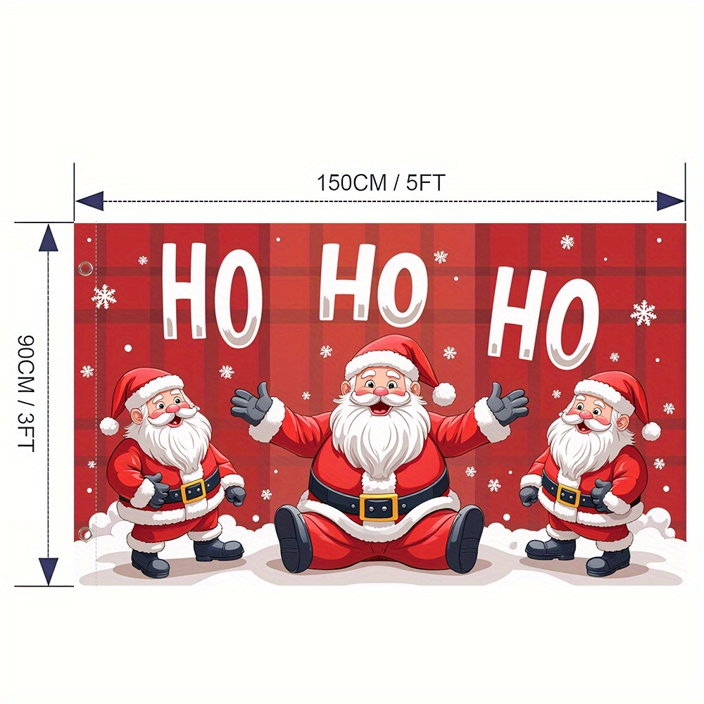 TEMU Drapeau Chic " Noël" en Impression Plate 2D, 1 Pièce, Motif Ludique du Père Noël, Polyester pour Décoration de Jardin, Extérieur, Maison &
