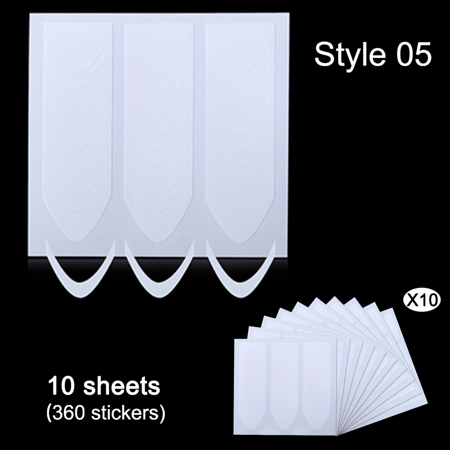 480/420/360pcs French Nail Stickers French Tip Guides Manicure Nail 10 Sheets Manicure Nail Tools For Beginners Self-adhesive Nail Tips Guides For