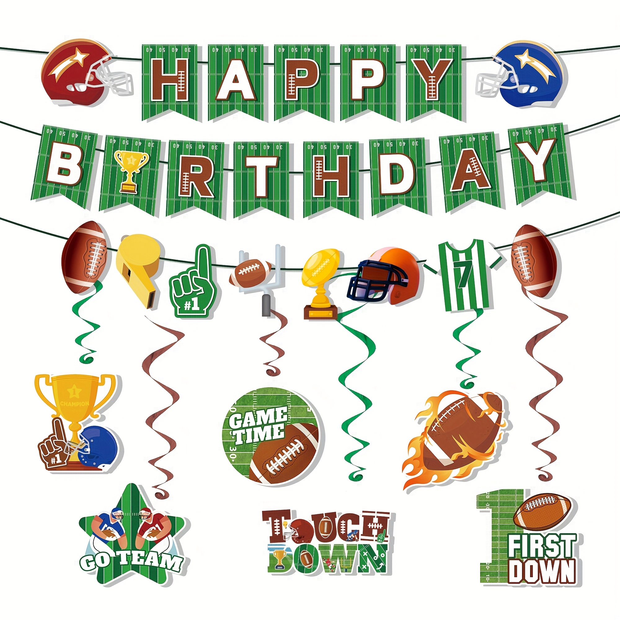 American Football Theme Triangle CM31 Flags Banner - Football Party Supplies,Football Paper...