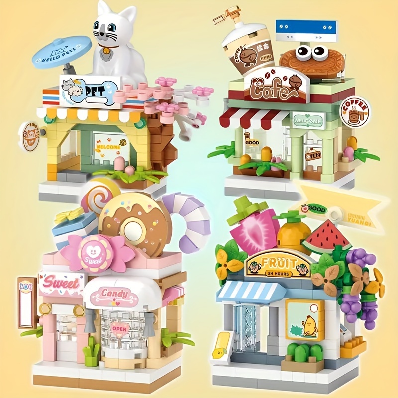 

Pet Shop, Coffee Shop, Fruit Shop, Candy Shop Kawaii Cute Mini Street View Miniature Blocks, Birthday Gifts, Table Decorations, Christmas Gifts, Exercise Hands-on Skills