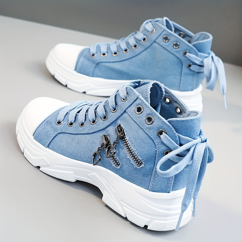

New Canvas High Top Women's Shoes, 2024 Spring Summer Breathable Thick Bottom Heightening Casual Shoes Canvas Shoes