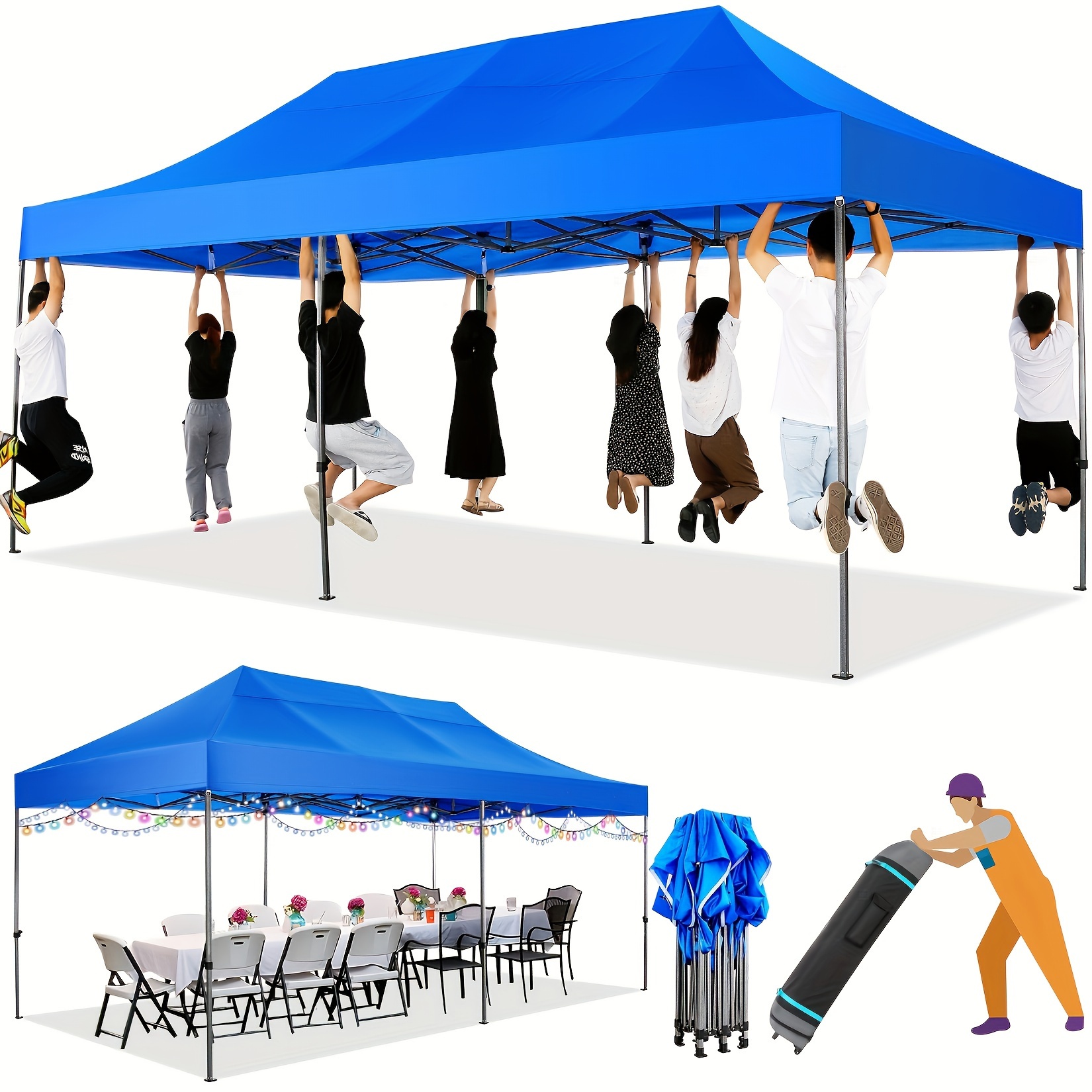 

Hoteel 10x20ft Heavy Duty Pop Up Canopy Tent Wind & Waterproof Commercial Outdoor Canopy Wedding Party Tents For Parties All Season