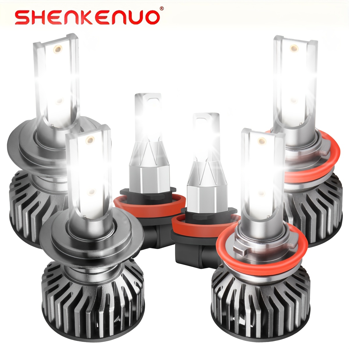 6pcs 120000lm 6000k White Led Headlight Bulbs High Low Beam Fog Light, H7+h11+h11