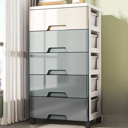 life modern narrow vertical plastic storage tower dresser with gradient gray drawers 4 5 6 7 tier suitable for bedroom living room dorm space saving cabinet assembly non wood furniture