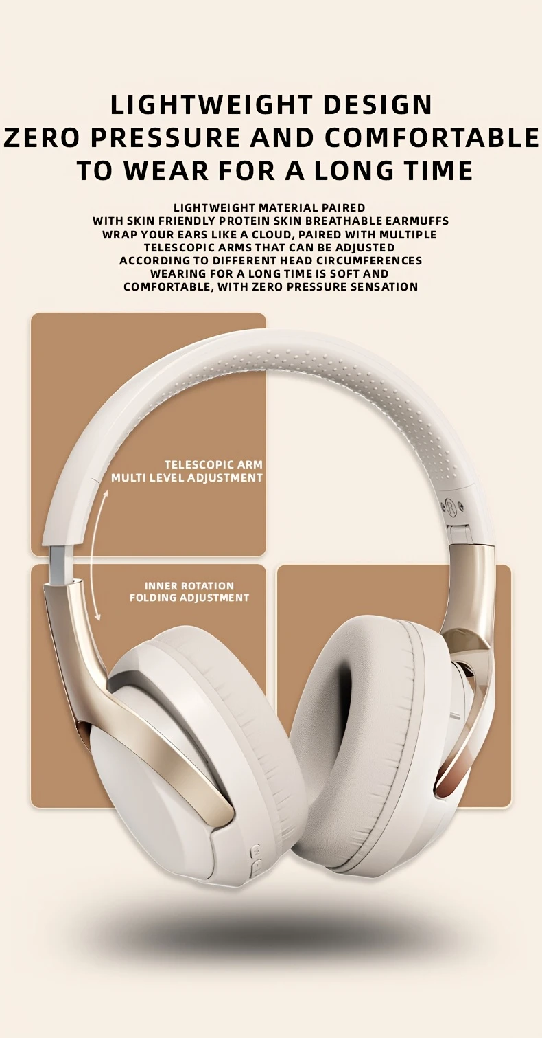 wireless wireless headphones active noise cancelling hifi foldable lightweight design fit with over ear mic for home office long lasting playtime usb c fast charge closed back styl details 9
