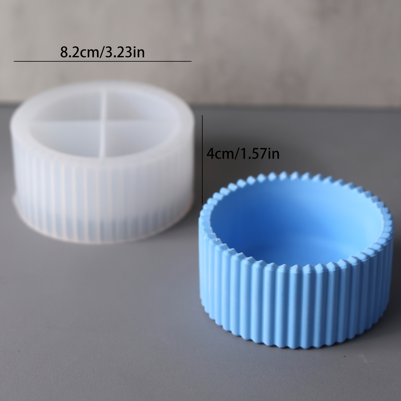 Image of Round Striped Candle Jar Silicone Mould, Handmade Storage Box Pencil Holder Vase Plaster Cement Resin Casting Mould, Diy Jewellery Making Storage Jar Decoration