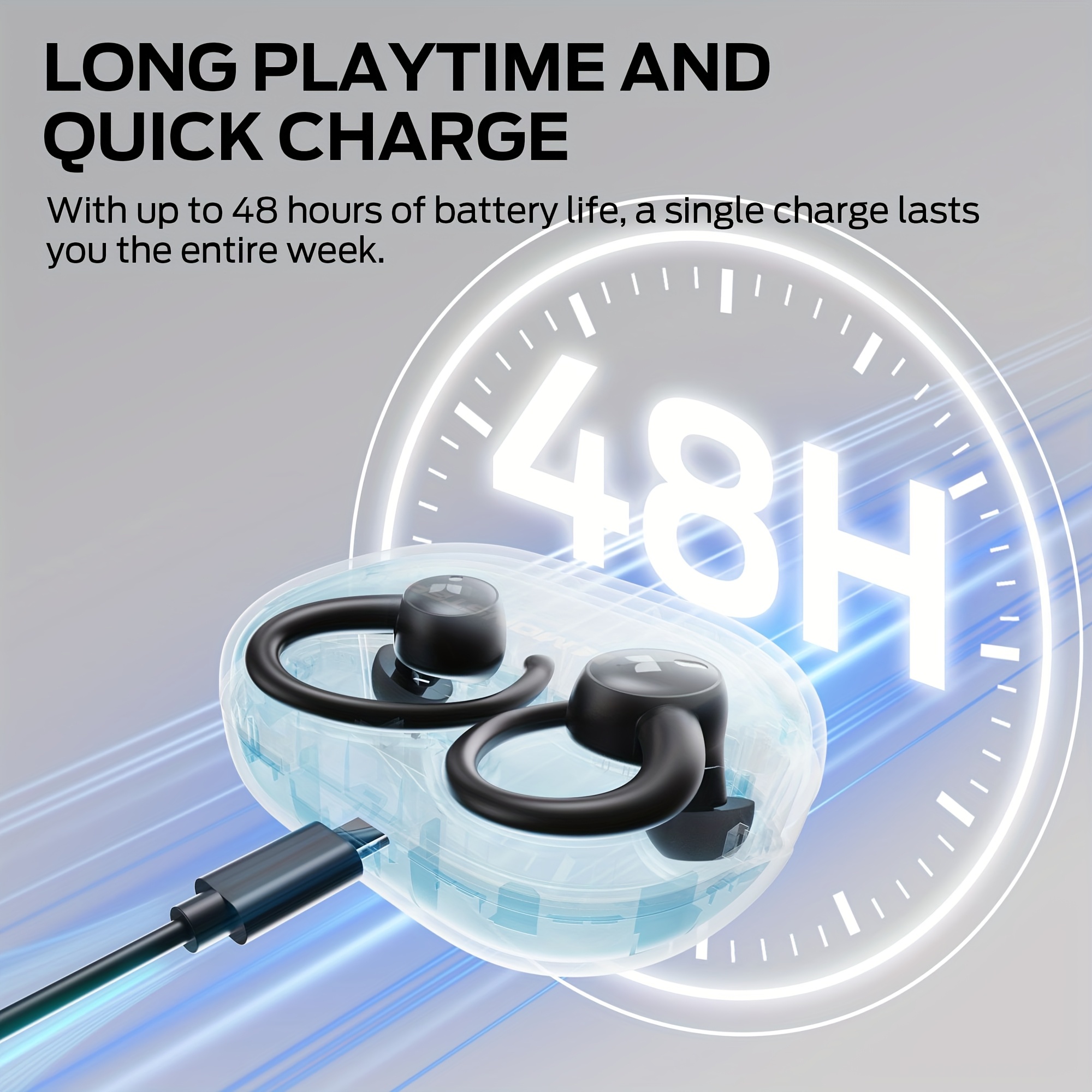 monster wireless headphones 48 hour   headphones stereo   coverage earplugs with earhooks built in noise canceling microphone suitable for sports running