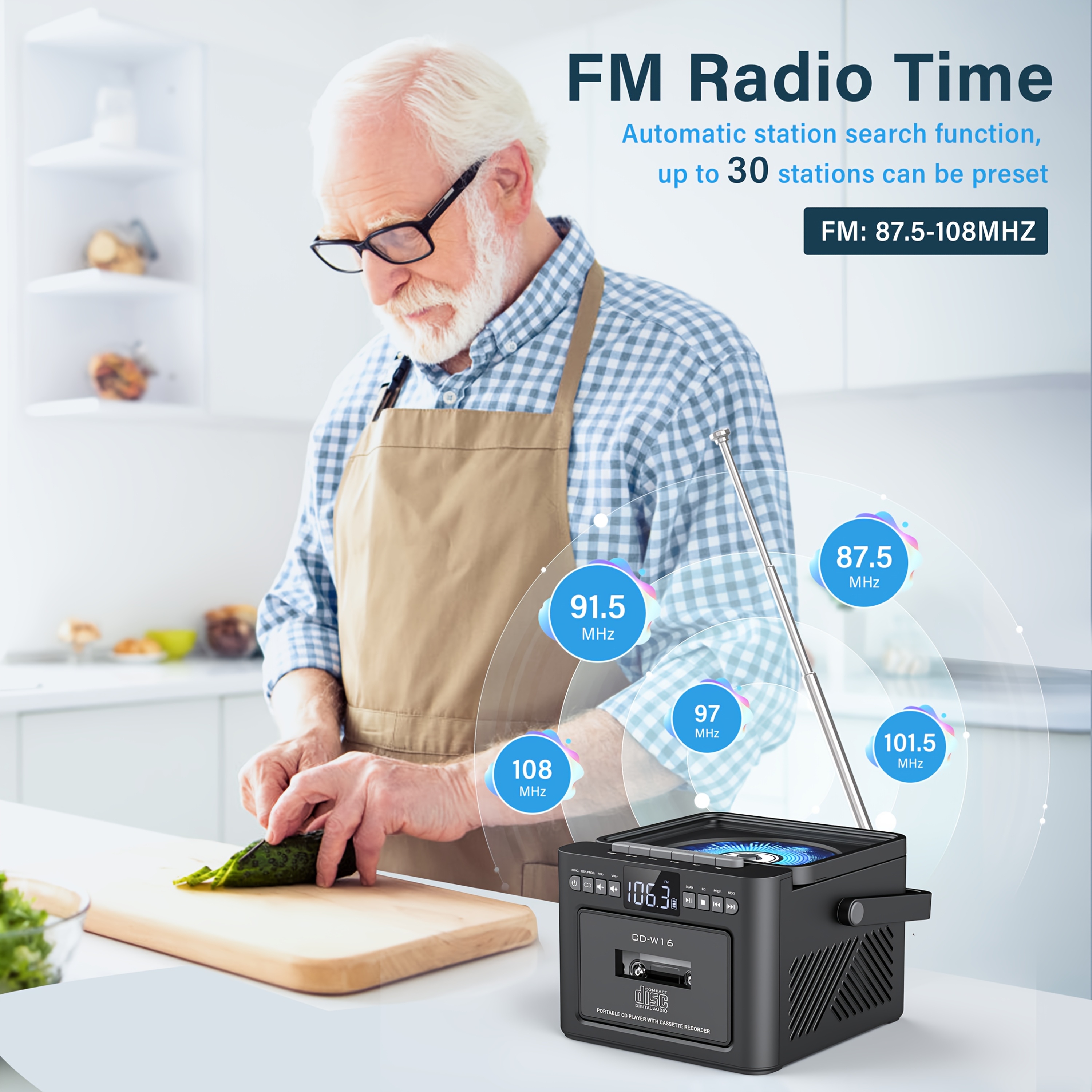 cd cassette player boombox with 5000mah rechargeable battery portable cd player 5w dual stereo speakers cd cassette player combo with fm radio remote control tape recording 3 5mm earphone jack support aux tf card usb for home