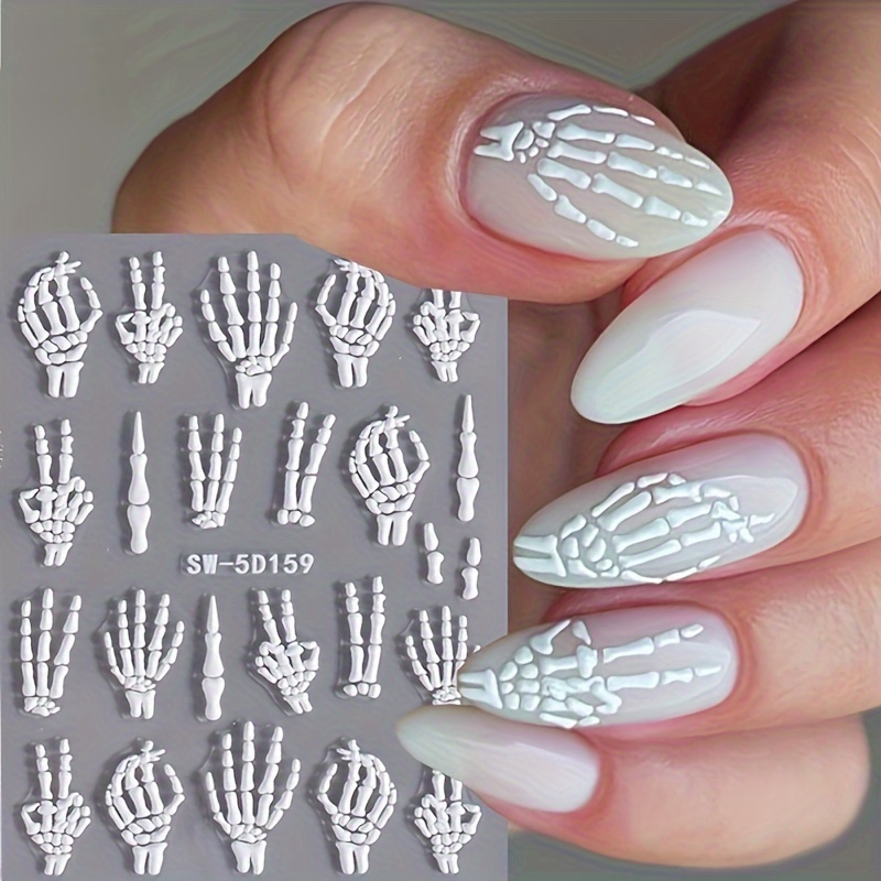 Halloween Nail Art Stickers - 5d Embossed, Self-adhesive Decals For Diy Manicure & Pedicure, Cartoon Design, , Fantasy, Decorations