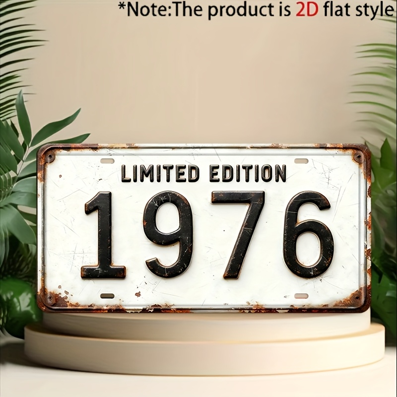 TEMU 2d Flat, 2d Flat - 2d Plane - For Decoration Only, Only Decorative Items Available, 1pc, Vintage Edition 1976 Metal Decorative Plaque And