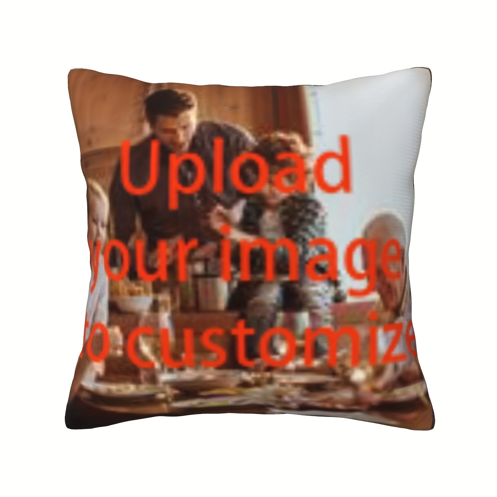 Custom 18x18 Inch Plush Pillow Cover - Personalized with Your Dog, Family, or Couple Photos - Soft Polyester, Zip Closure - Perfect for Home & Car Decor (Pillow Not Included)