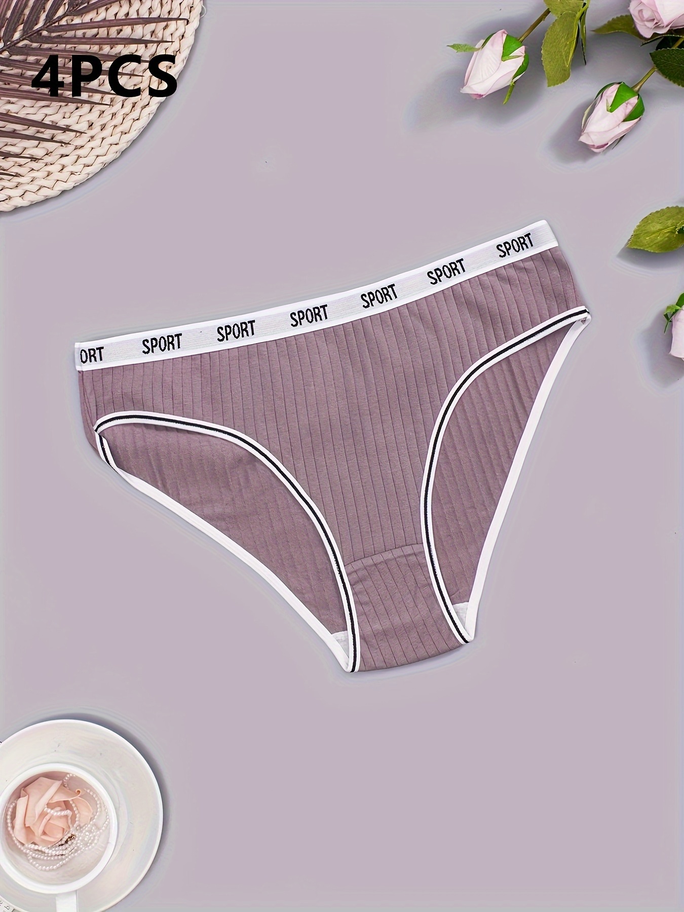 Plus Size Casual Underwear Set Women's Plus Striped Letter - Temu