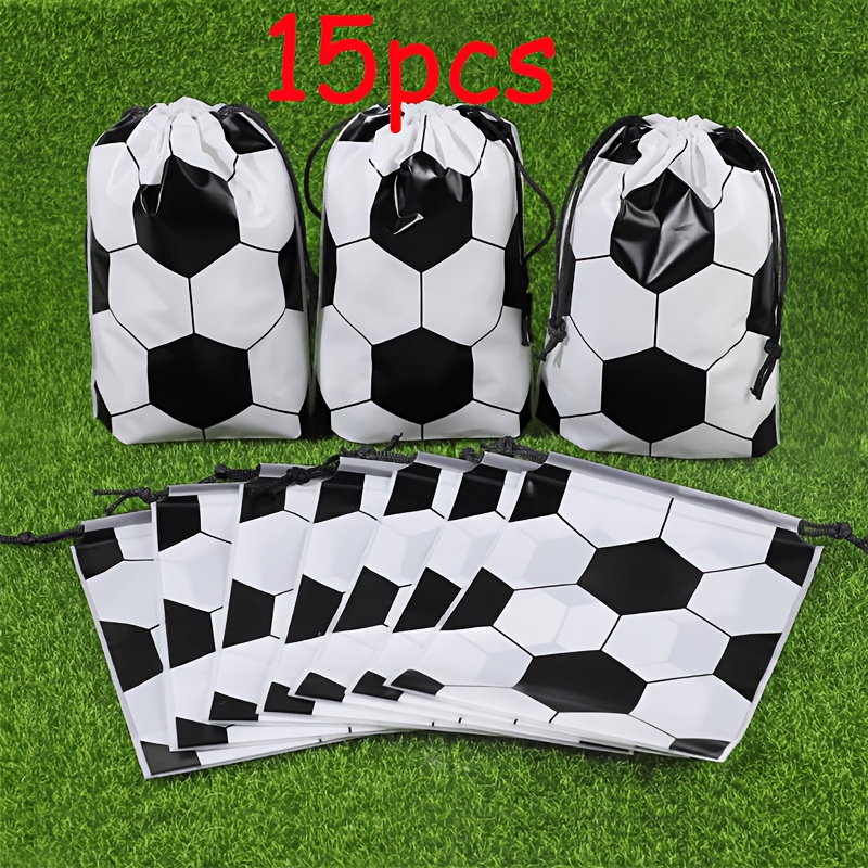 TEMU Événement de football 2026 - 35/15pcs Sacs cadeaux à cordon à motif de football, réutilisables, de ballon de football, parfaits pour les