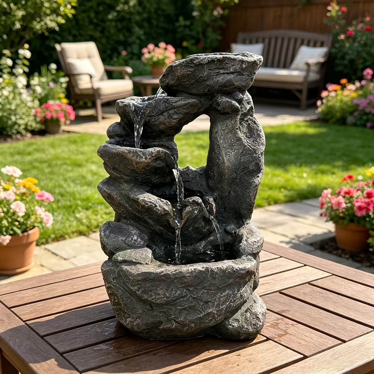outdoor   tabletop water fountain   with ipx8 pump portable usb power supply suitable for   landscaping   courtyard recirculating water landscape decoration applicable   and summer