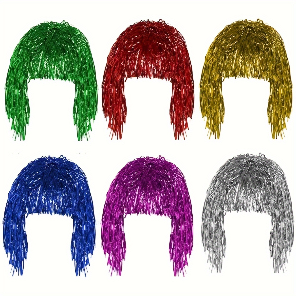 

6pcs, Funny Cool Y2k Disco Wig Hats, Halloween Christmas Cosplay Photo Props, Rave Larp Party Supplies, Stage Performance Accessories