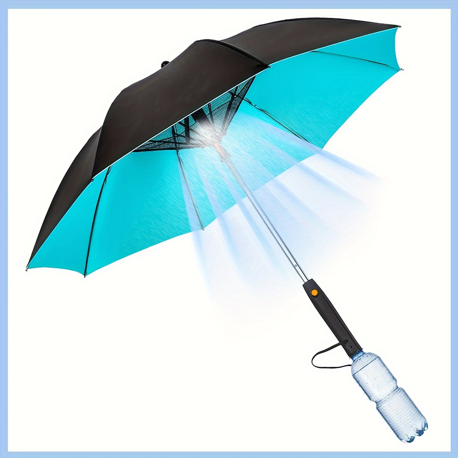 TEMU 1pc Of Umbrella With Fan, Spray And Uv Protection, Multifunctional Cooling Umbrella With Fan And Spray (with A Bottle)