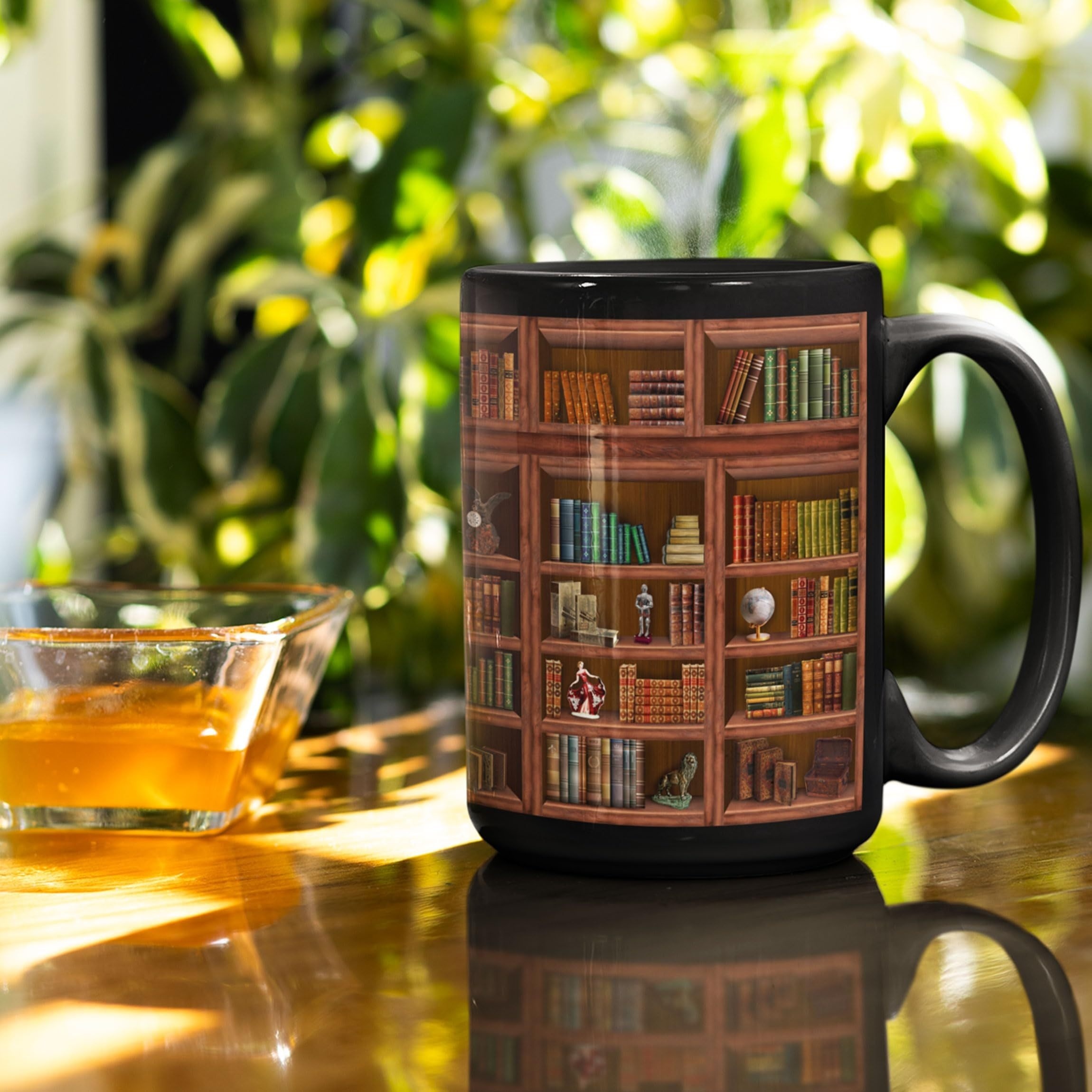 

Creative Bookshelf Coffee Mug, Vintage Library Bookshelf Design, 11oz/ 350 Ml Black Ceramic Cup, Perfect Gift For Bookworms And Readers, Library Gifts