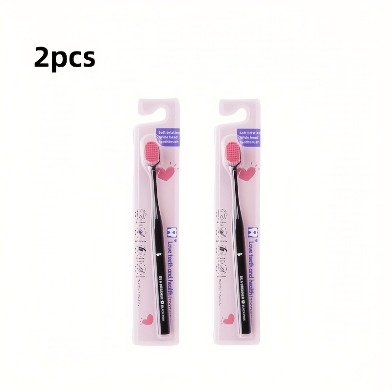 Image of 2pcs Adult Wide Soft-bristled Toothbrushes, Individually Packaged, Home Couple Toothbrushes, Soft And Dense Bristles, Gum Protection