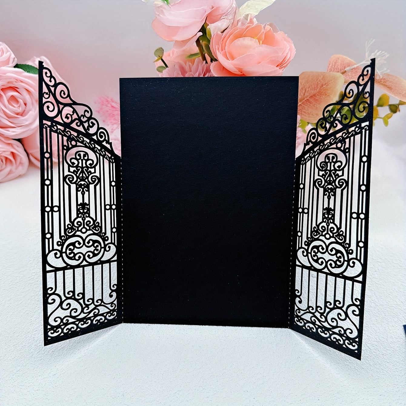 TEMU 25pcs/50pcs Elegant Glitter Wedding Invitations, Laser-cut Gatefold Invitations, Perfect For Anniversaries, Weddings, And Party Invitations -