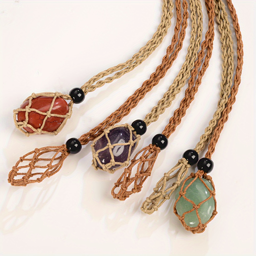 3pcs Crystal Cage Necklace Holder Cord with Adjustable Length