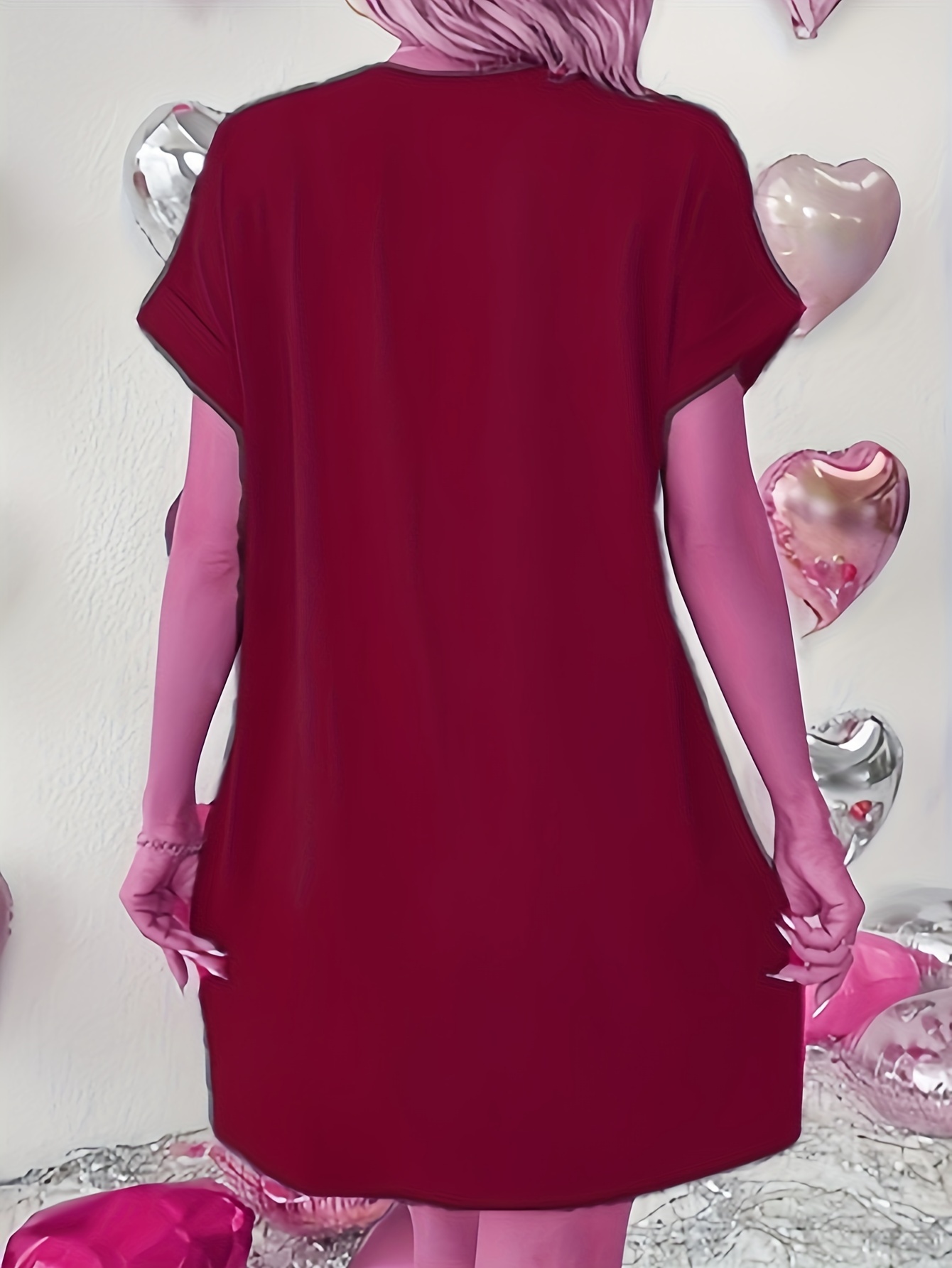 Dual Pocket Crew Neck Loose Dress, Casual Short Sleeve Dress For Spring & Summer, Women's Clothing