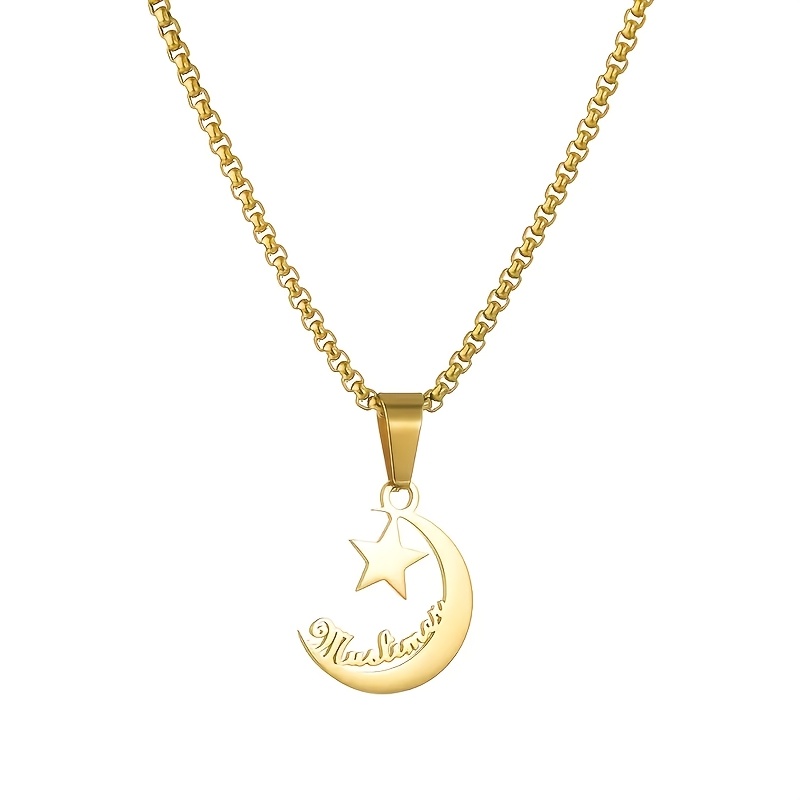 Personalized Moon and Stars Name Necklace, Customizable