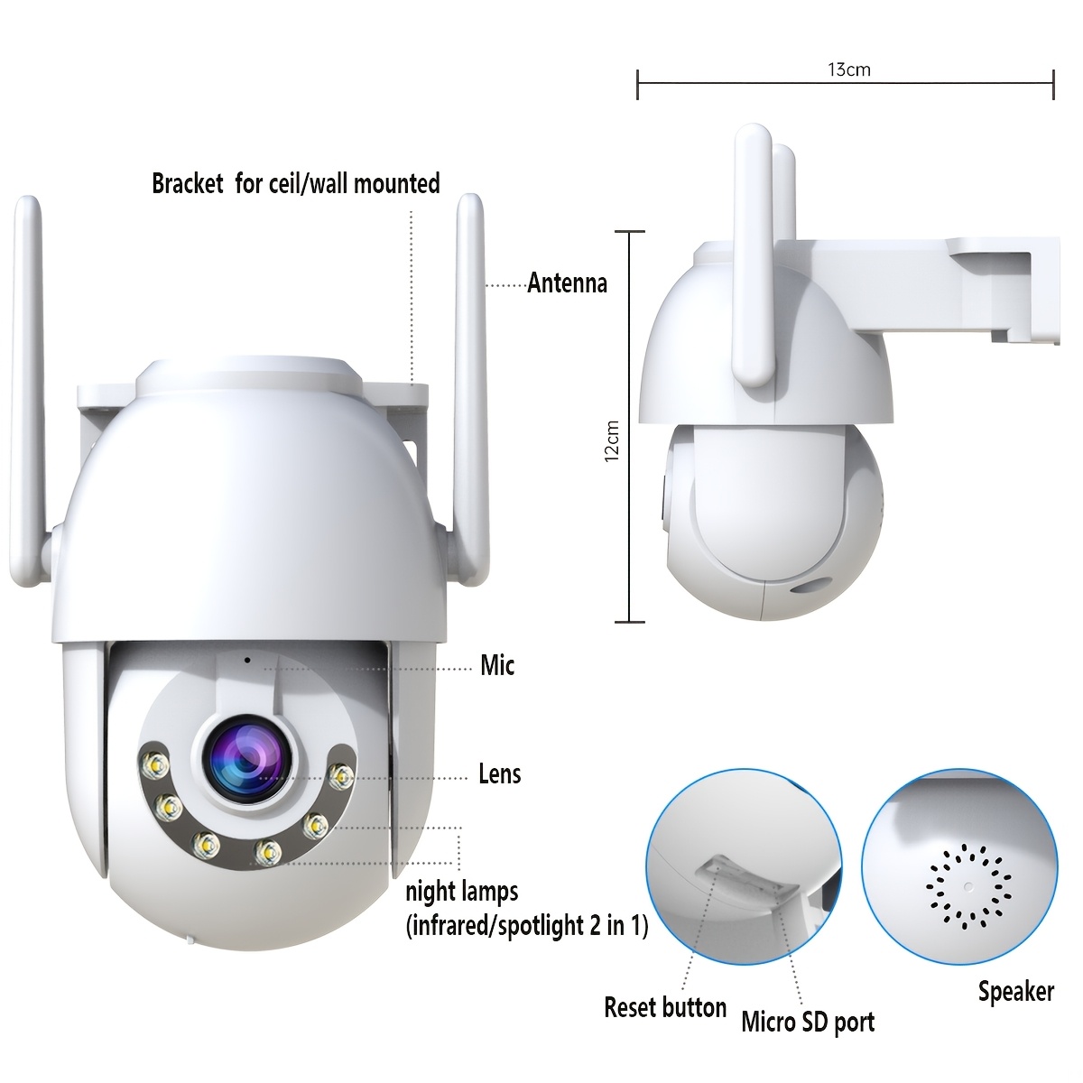 [1 WiFi Security Camera] JOOAN 3MP HD WiFi Security Camera, Indoor/Outdoor, IP66 Waterproof, Two-Way Audio, 2.4G Wireless Home Security with AI Motion Detection, Color Night Vision, Wall-Mountable, USB Powered, 1296p Resolution, with No Battery Included for Ages 14+ details 3