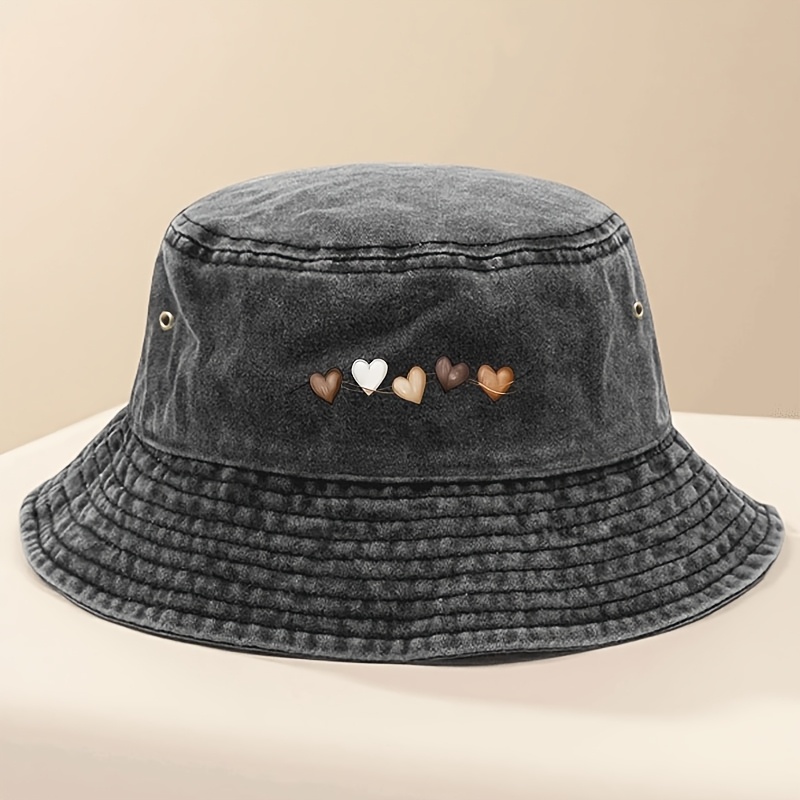 TEMU Women's Bucket Hat, Hip-hop Casual Vintage Washed Flat Top Fisherman Hat, Unisex, Suitable For Casual Outdoor Fishing Occasions