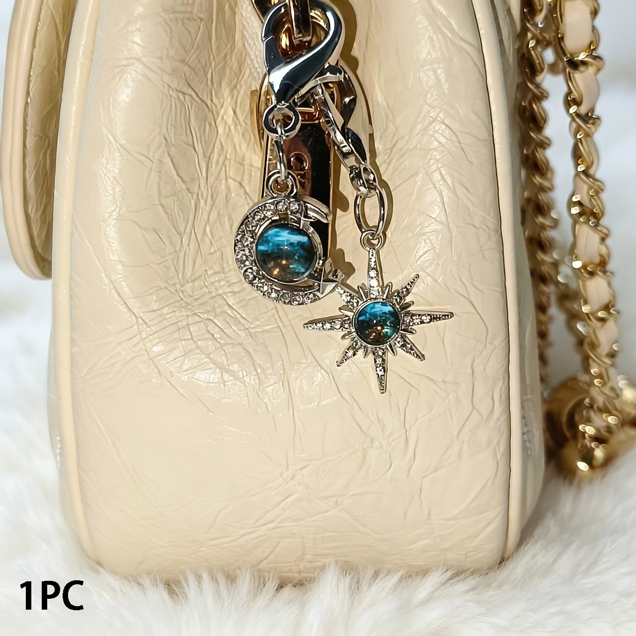Celestial Sun, Moon & Star Bag Charm, Zinc Alloy Keychain
