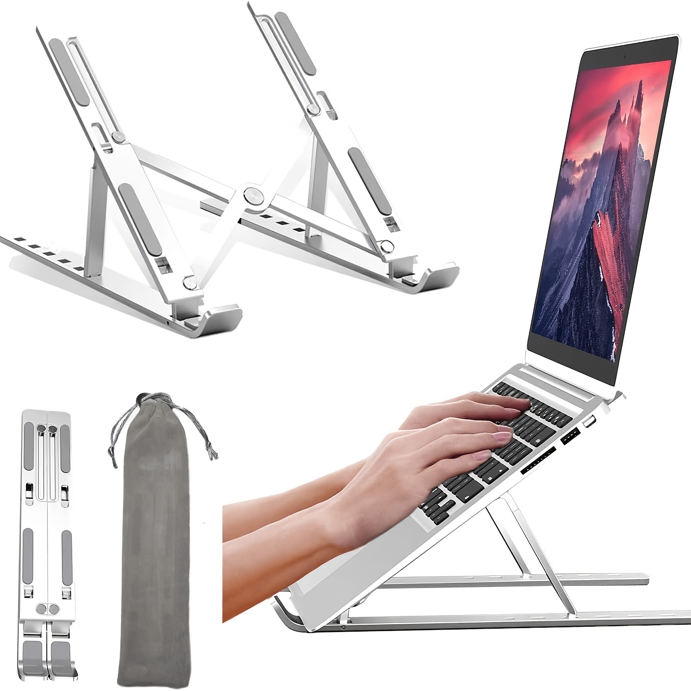 TEMU Soporte Portátil Ajustable de Aluminio para Laptops de 16"/18" - Ultrabooks, Notebooks y Laptops Gaming - Base Elevadora Estable con de