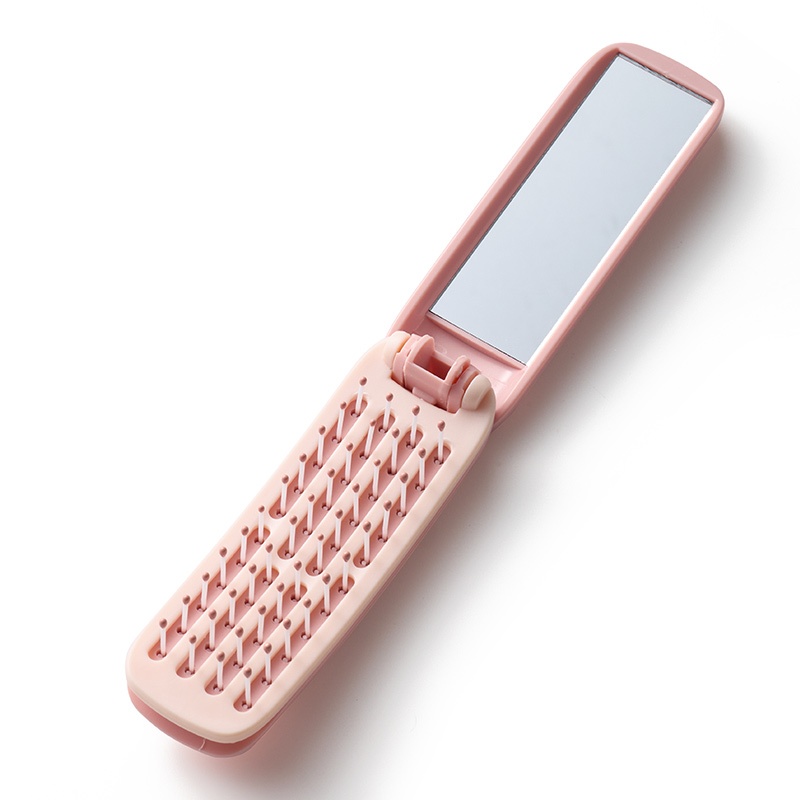 TEMU Un cepillo de pelo que se limpia y un espejo, diseñado para mujeres y niñas, con un diseño compacto y portátil adecuado para el trabajo, y los