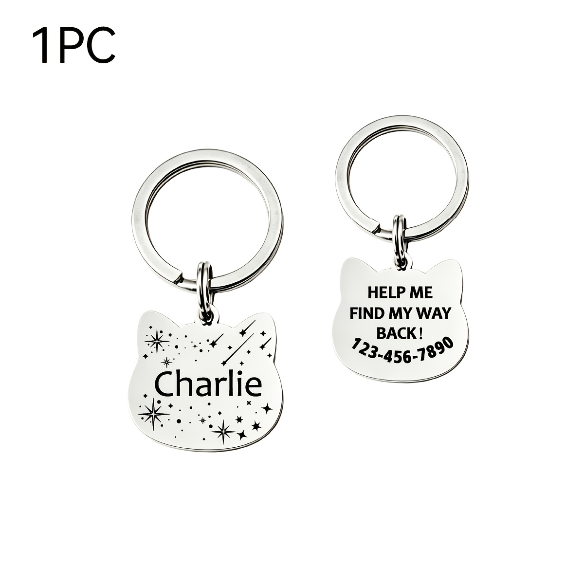 TEMU Custom Pet Lost Id Tag Double-sided Engraving Name Phone Address Information 6 Colors Durable Personalized Cat Tag