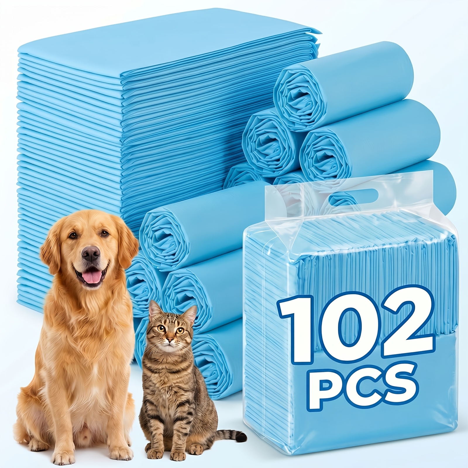 102-count Pet Pee Pads, 60x90cm Large Size, 45g Extra Thick, , High Absorbency, Blue And Pink Options, For Indoor Training And Travel
