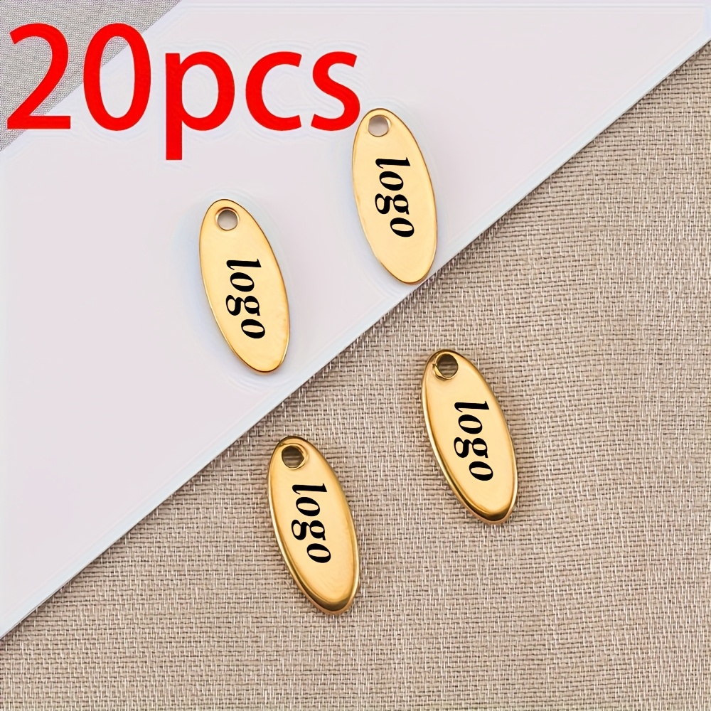 TEMU 20pcs Personalized Custom Engraved Oval Stainless Pendant Christmas Diy Bracelet Necklace Jewelry Additions, Can Print Logo