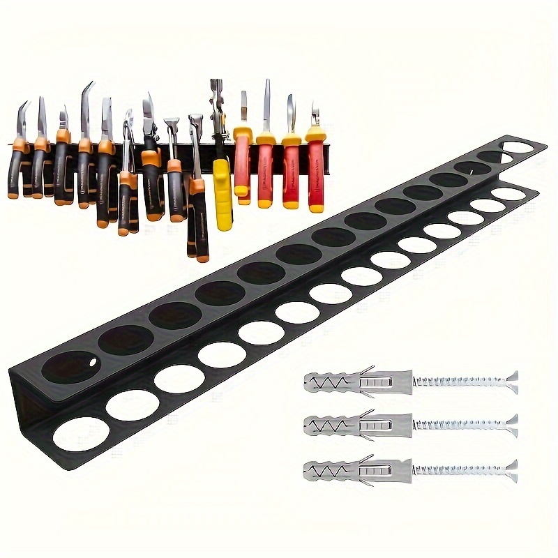 

14-hole Heavy-duty Metal Wall Organizer - Space-saving Tool Storage Rack For Hardware & Screwdrivers - Versatile Multi-purpose Shelf For Garage, Workshop, Or Home Organization