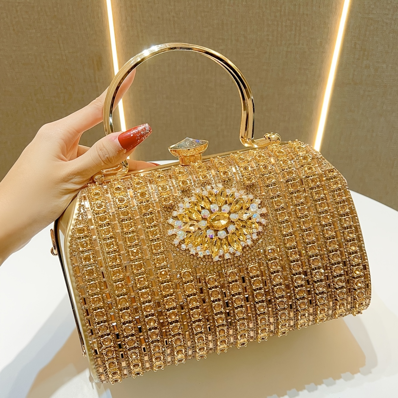 elegant   embellished large evening handbag crossbody bag detachable strap sparkly dress wallet clutch for weddings prom   for party banquet Product details 8
