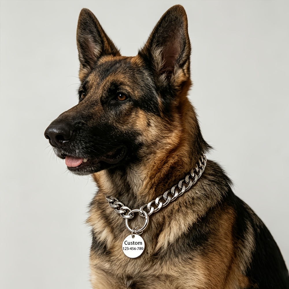 TEMU 1pc Personalized Laser-engravable Pet Tag Necklace Suitable For - Custom Name/text & Anti-loss Collar, Laser-engraved Collarbell For Microchip