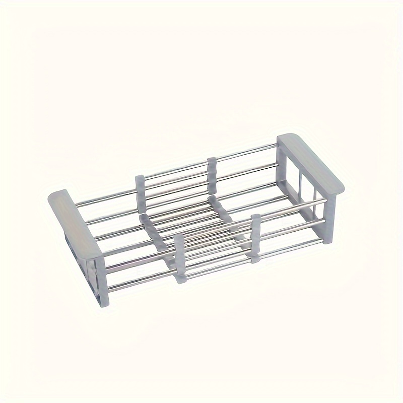 TEMU Kitchen Retractable Stainless Steel Drain Rack Household Multifunctional Sink Storage Rack, Fruit And Vegetable Storage Rack