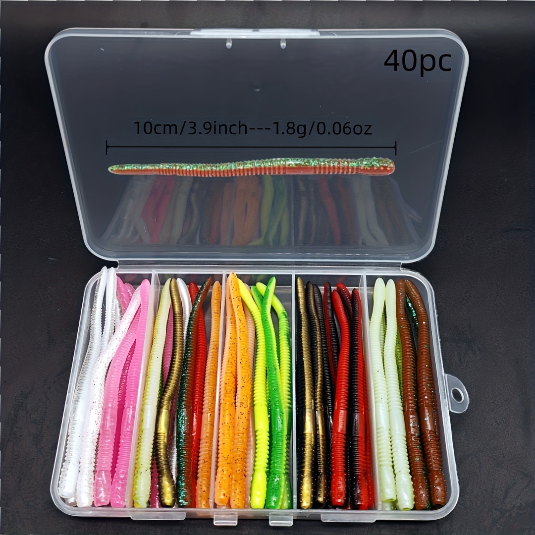E-shop 40/80 Stück, Zweifarbiger Noodle Worm, Köder Angelweichbait, Bassköder, Forellenköder, Hechtköder, Welsköder