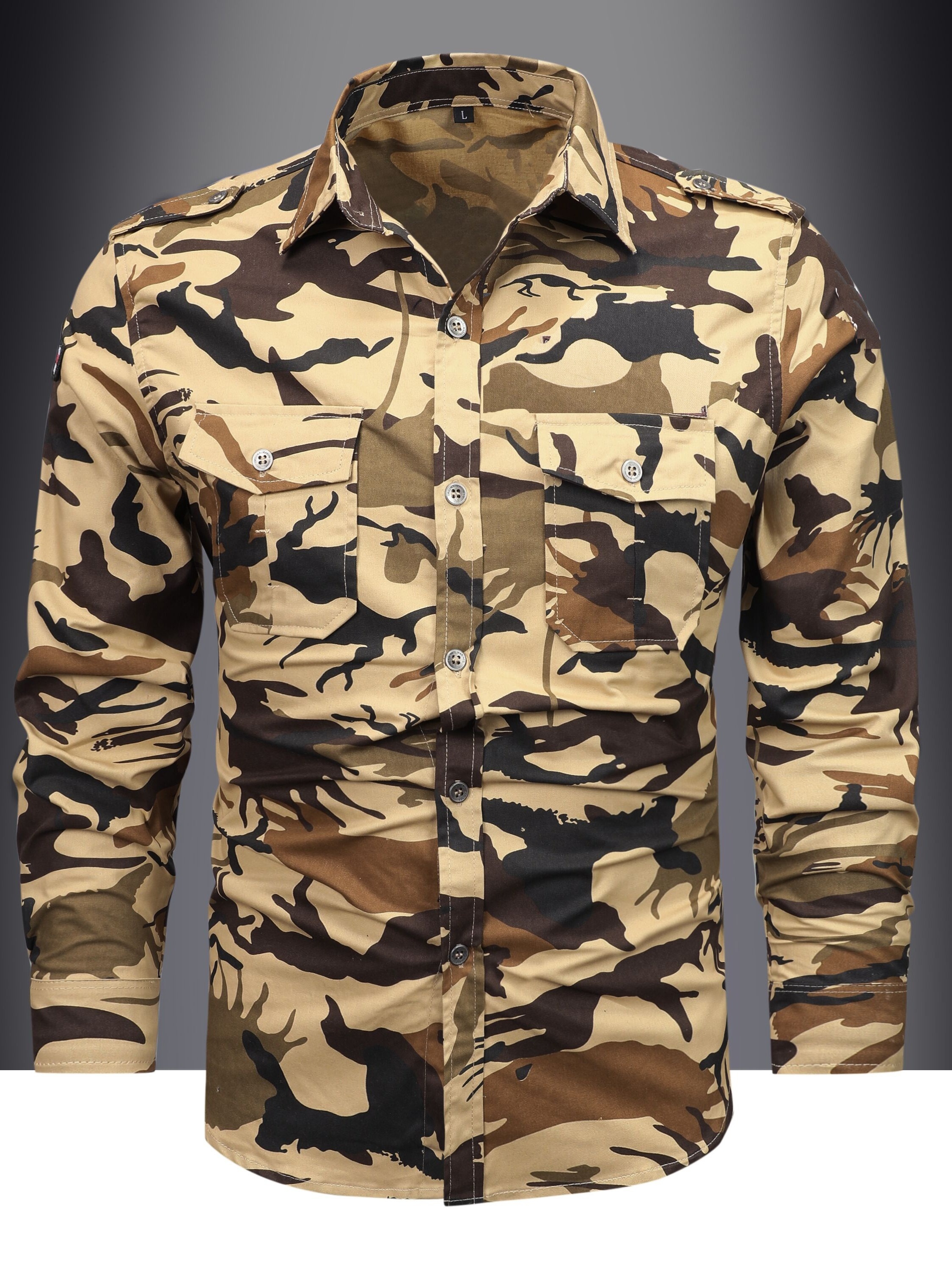 mens shirt olive green camouflage button - Temu Saudi Arabia, image size:800x1067