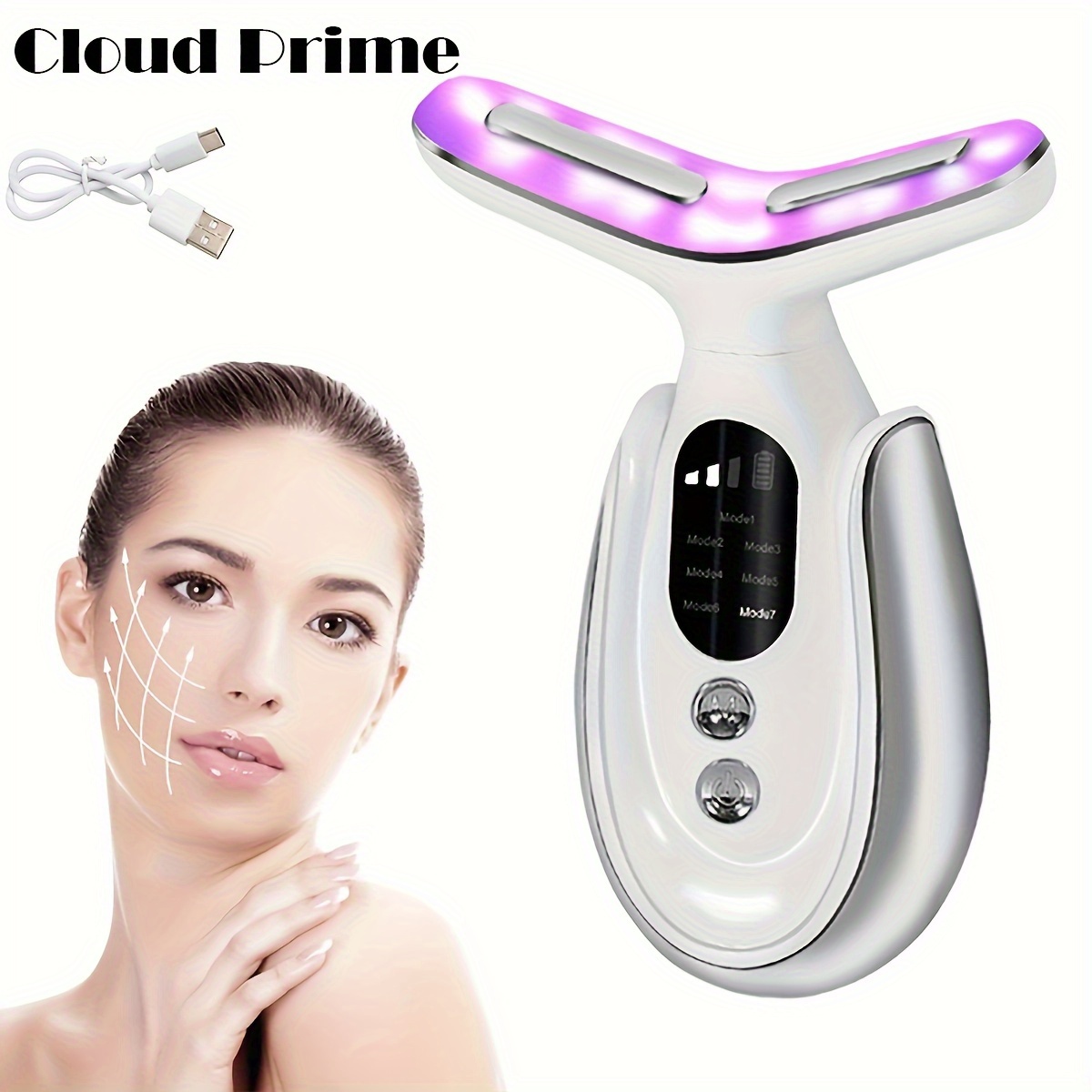 

Home Face And Neck Massage Tool, Face Massager, 7 Mode And Colored Light, Skin Care, Facial Device, Portable Beauty Instrument, Gifts For Women