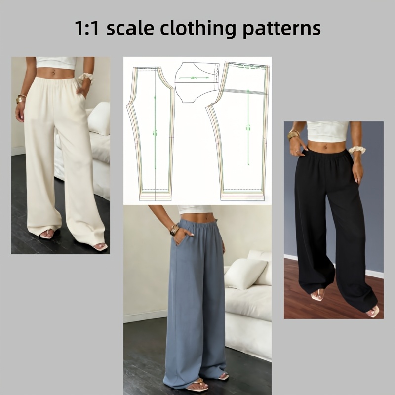 E-shop Neues Damen-Freizeithose Nähmuster (Muster zum Anfertigen, nicht Kleidung), 1:1 Kleidungsmuster, Mehrere Größen enthalten (S-3XL), Anleitung,