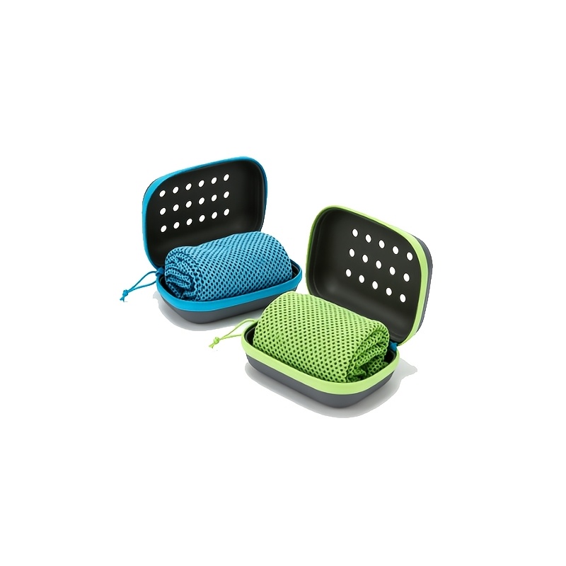TEMU 4 pezzi/2 set di asciugamani sportivi a rete ad asciugatura rapida, confezione scatola di stoccaggio portatile, traspiranti e assorbenti del