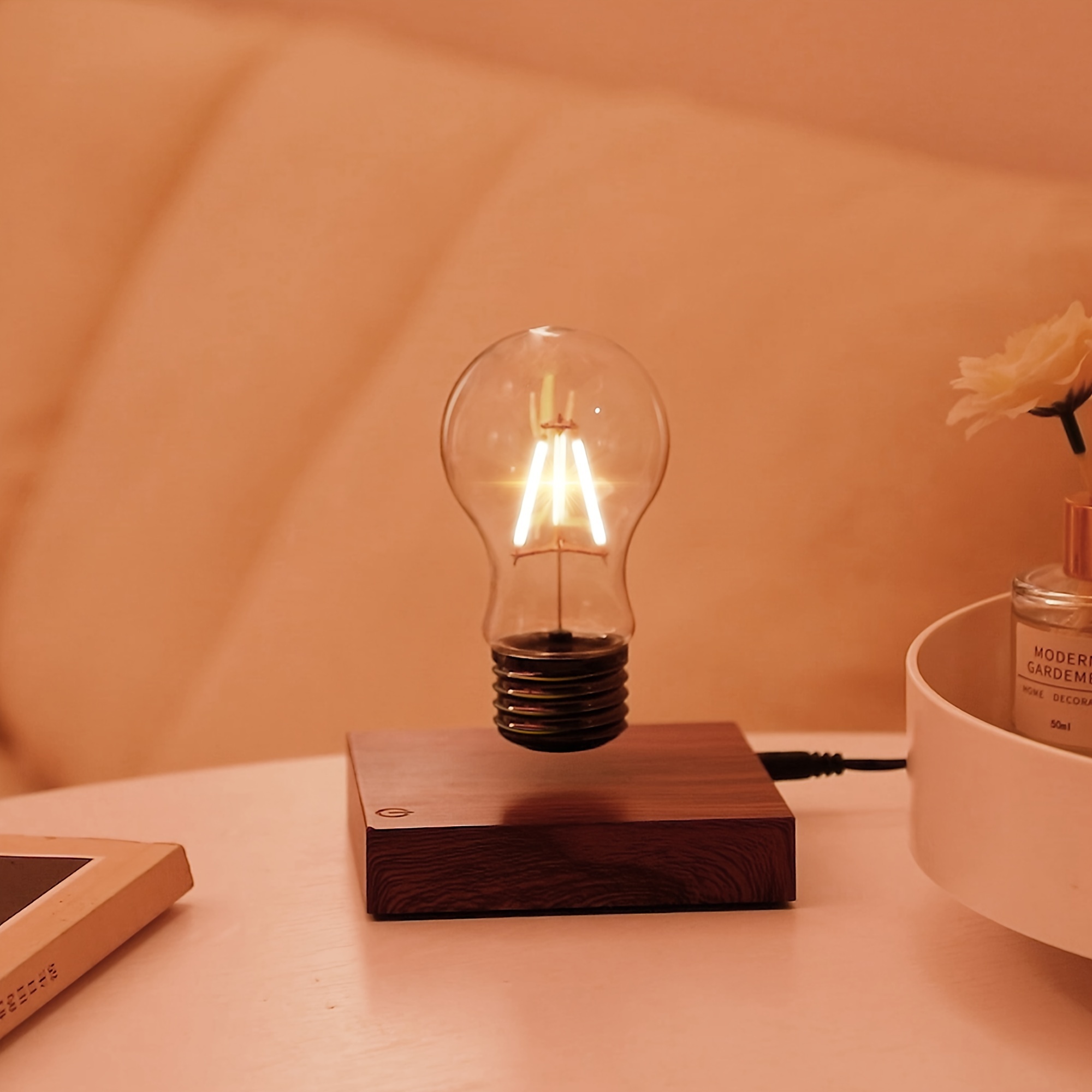 levitating light bulb magnetic floating levitation bulb lamp magnetic levitating decoration for room and office   gift for business and christmas details 9