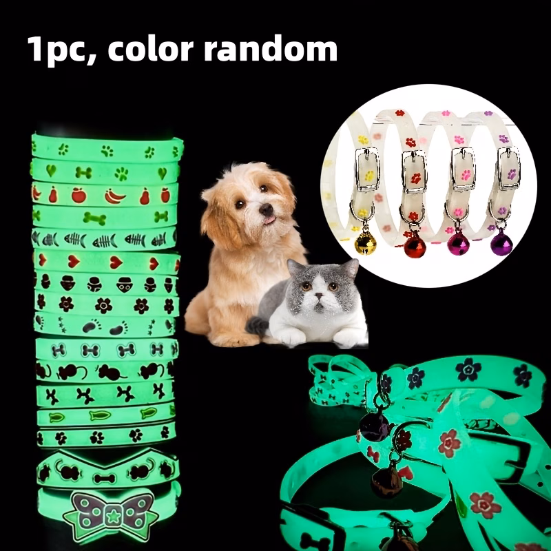 random color in the dark collar cute glowing pet collar for luminous pet collar glow in the dark collar with paw print safety anti loss collar suitable for small dogs and cats in multiple colors Product details 0