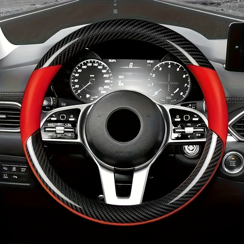 

2024 New 6d Carbon Fiber Pu Leather Steering Wheel Cover - Suitable For 98% Of Vehicle Models - With Inner Ring