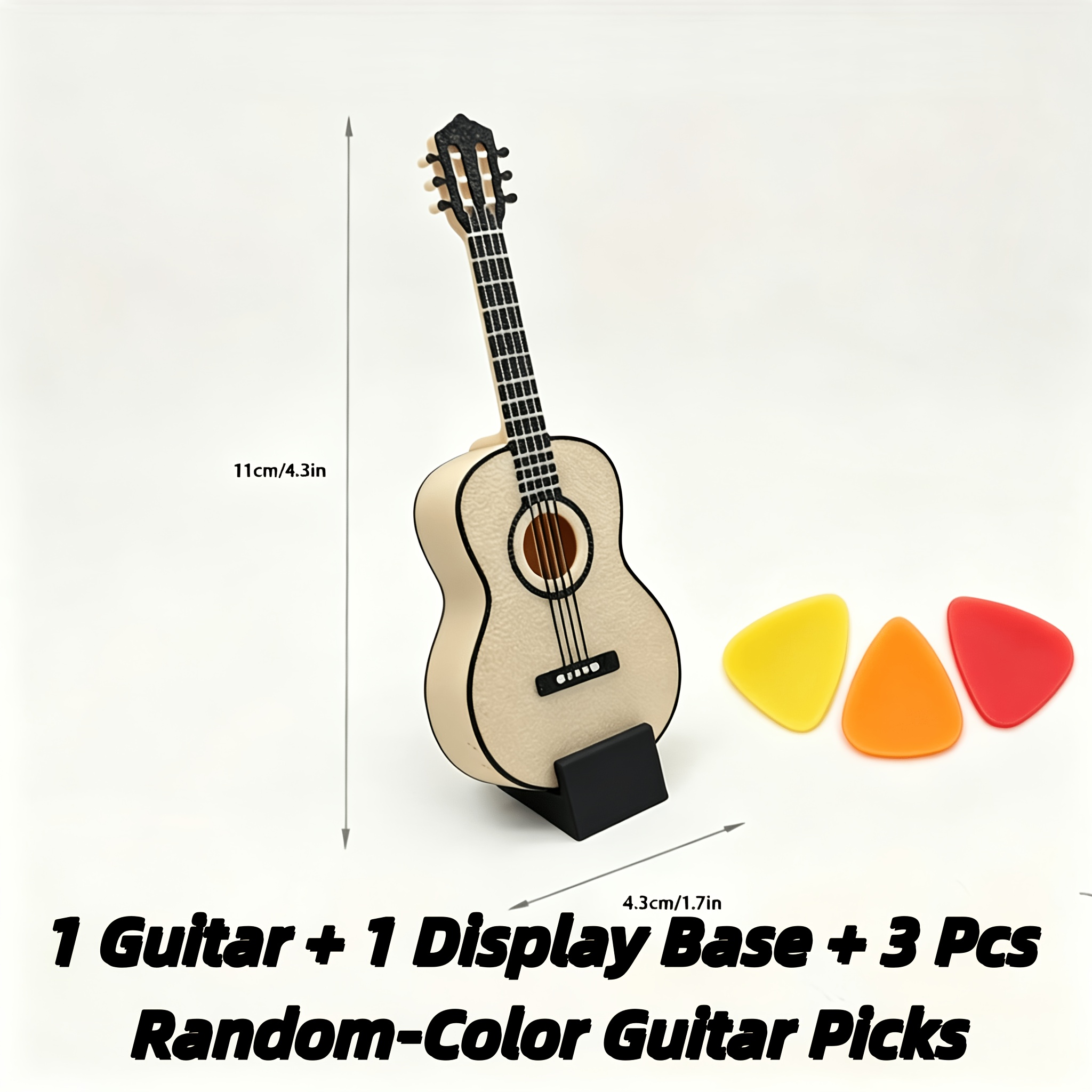 Image of Mini Guitar Model Pick Storage Box, Creative Desktop Decoration - Includes Picks