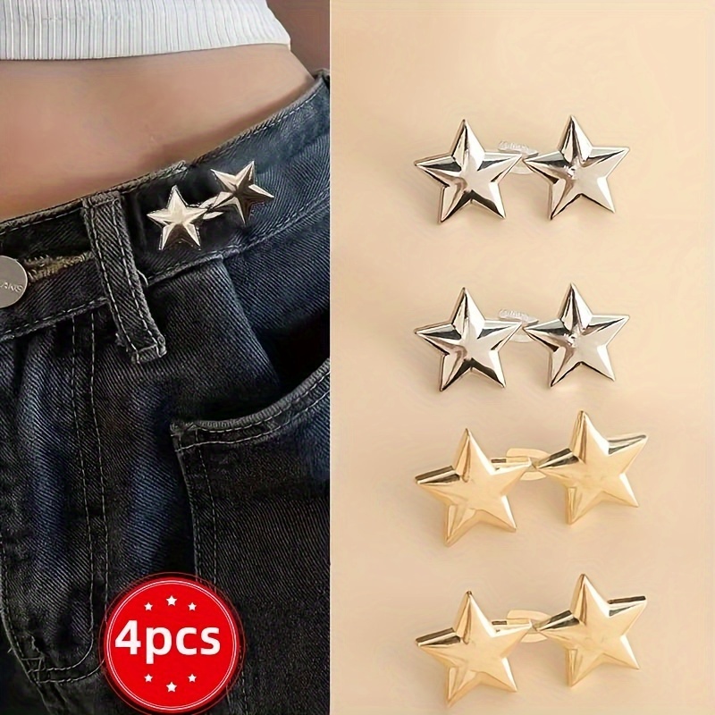 

4 Tight Waist For Jeans, Pants Adjusters, Detachable Seamless Denim Pins, For Sewing, Detachable Button For Waist Adjustment, Golden And Silvery Gray Combination