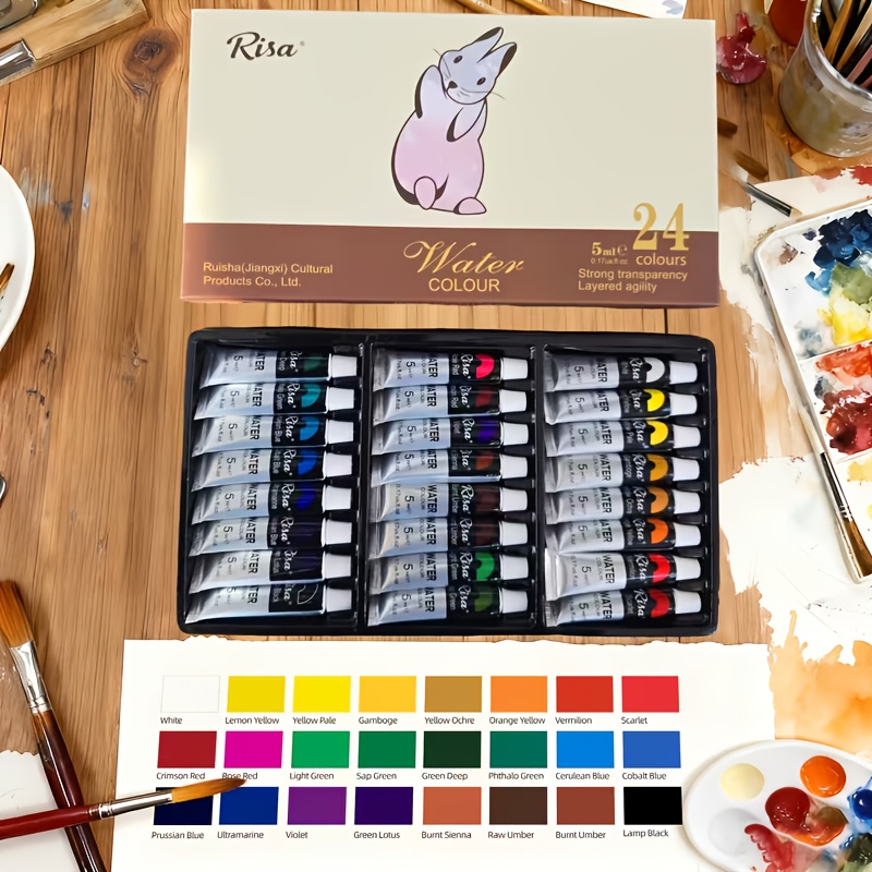 Image of -grade Watercolor Set - 12/18/24 Tube Pigments, High-pigment Load Quick-dry Transparent Washable Colors For Canvas, Paper, Diy - Gel Tube Watercolors For Adult Artists, Beginners (12/18/24 Colors)